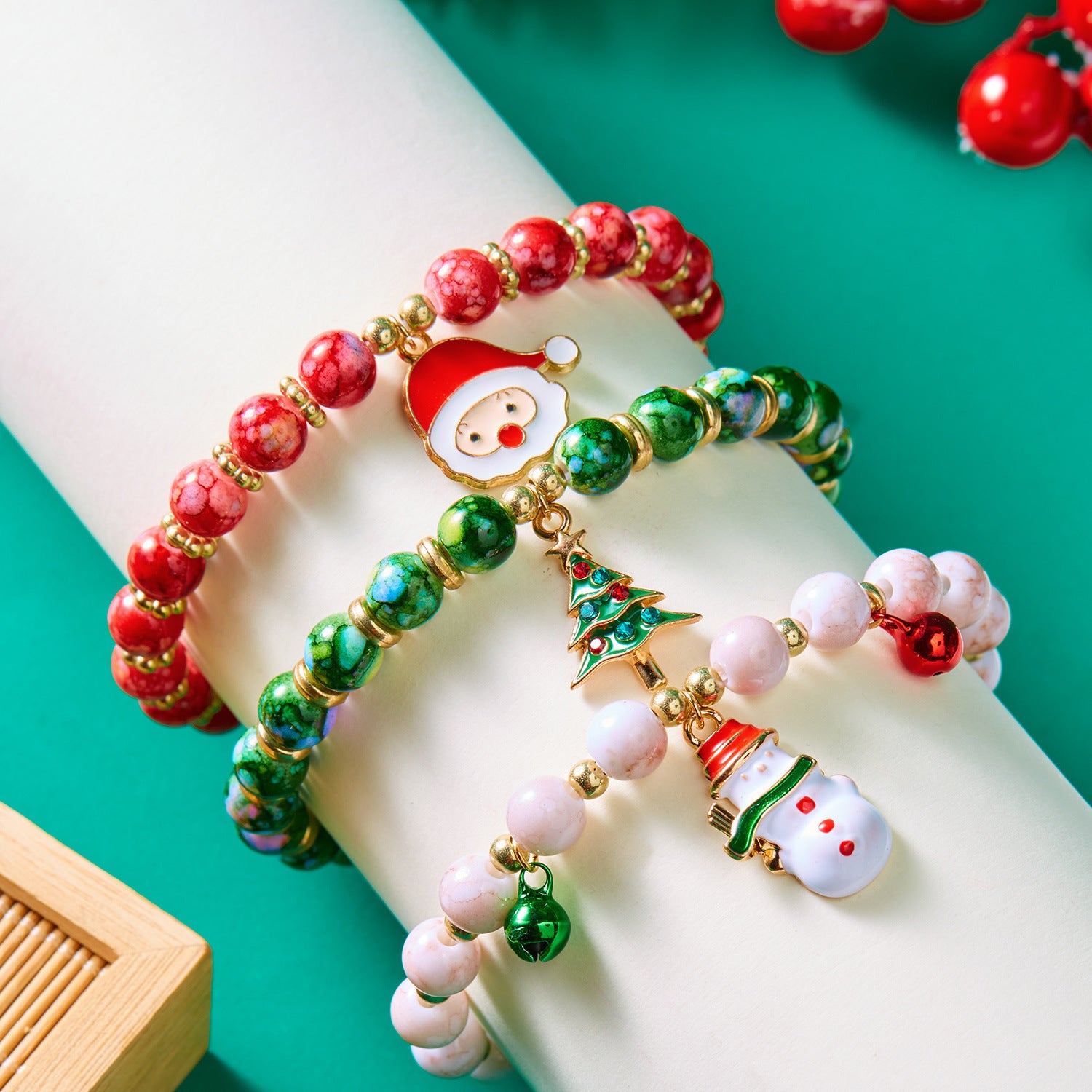Wholesale Christmas bracelet set snowman beaded bracelet
